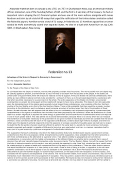Alexander Hamilton Federalist nr 13 - Translation project 1