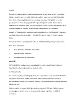 As “hansabanka” piedāvātie kredīti privātpersonām 1