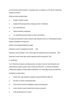 As “hansabanka” piedāvātie kredīti privātpersonām 2