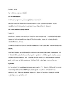 Antivīrusu programmas: datu aizsardzības pamati 1
