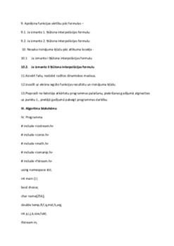 Skaitliskās metodes "Interpolācija, izmantojot Ņūtona interpolācijas formulas" (Praktiskais darbs Nr 5 - RA) C++ 3
