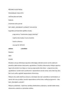 Datu bāze „Būvprojektu uzskaite” MS ACCESS 1