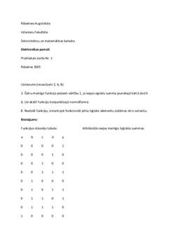 Praktiskais darbs Nr 1 "Elektronikas pamati" (RA) 1