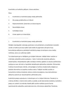 Kvantitatīvs un kvalitatīvs pētījums Izlases veidošana 1