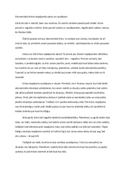 Ekonomiskās krīzes iespējamās sekas un zaudējumi 1