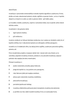 Investīcijas: pamati un veidi 1