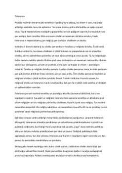 Tolerance un reliģiskā brīvība: Vatikāna skatījums un mūsdienu sabiedrība 1