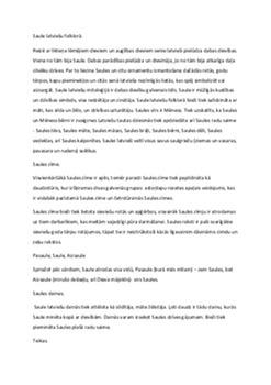 Saule latviešu folklorā 1