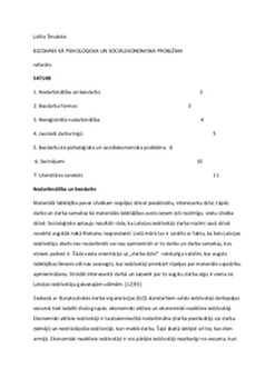 Bezdarbs kā psiholoģiska un sociālekonomiska problēma 1