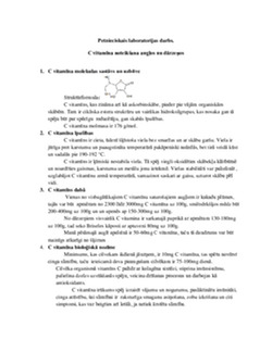 C vitamīna noteikšana augļos un dārzeņos: Petnieciskais laboratorijas darbs 1