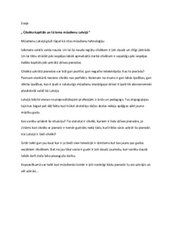 „ Cilvēka kapitāls un tā loma mūsdienu Latvijā ” 1