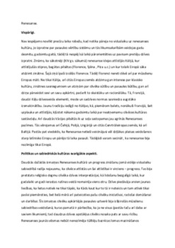 Renesanse: māksla, literatūra un kultūras attīstība 1