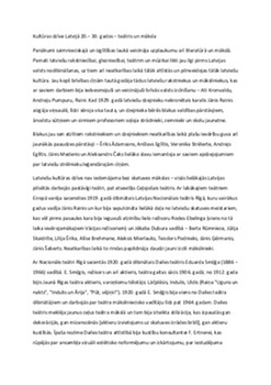 Kultūras dzīve Latvijā 20 – 30 gados – teātris un māksla 1