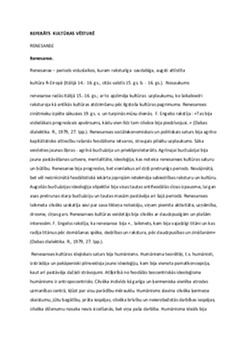 Renesanses laikmets: kultūras atdzimšana 1