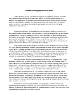 Trimdas atspoguļojums literatūrā Trimdas atspoguļojums literatūrā