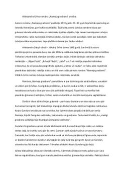 Aleksandra Grīna romāna „Nameja gredzens” analīze 1