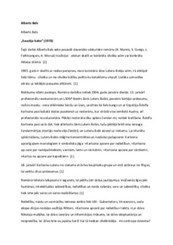 Alberts Bels - romāna "Saucēja balss" analīze 1