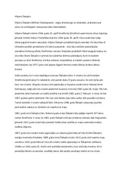 Viljams Šekspīrs – angļu dramaturga biogrāfija 1