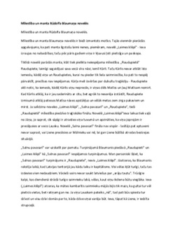 Mīlestība un manta Rūdolfa Blaumaņa novelēs 1