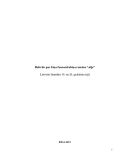 Referāts par Jāņa Jaunsudrabiņa romānu “Aija” 1