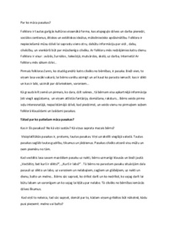 Pasakas – folkloras mantojums un dzīves mācības 1
