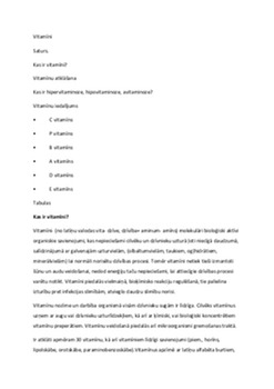 Vitamīnu veidi, funkcijas un nozīme organismā 1