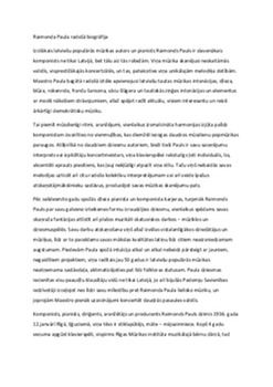 Raimonds pauls biogrāfija 1