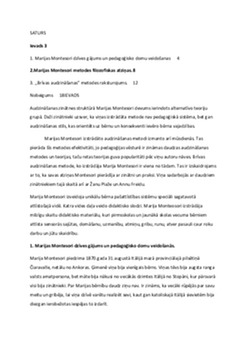 Marijas Montesori mācība – bērna darbs 1