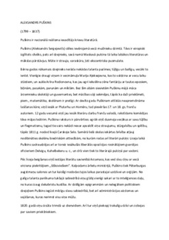 Aleksandrs Puškins: dzīve un literārais mantojums 1