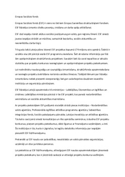 Eiropas Sociālais fonds 1