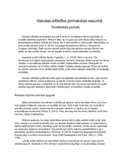 Valodas attīstība pirmskolas vecumā Valodas attīstība pirmskolas vecumā