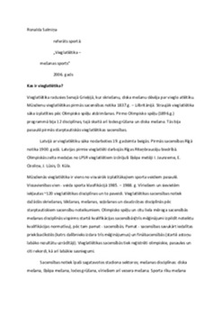 Vieglatlētikas rašanās un latviešu vieglatlētu panākumi 1