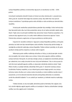 Latvijas Republikas politikas un ekonomikas ieguvumi un neveiksmes no 1918 – 1934 gadam 1