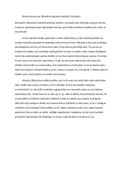 Manas domas par Oktaviāna Augusta izveidoto Principātu 1