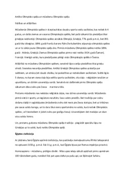 Antīko Olimpisko spēļu un mūsdienu Olimpisko spēļu līdzības un atšķīrības 1