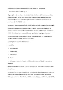 Romantisms literatūrā 1